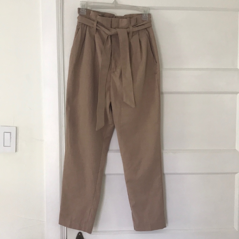 High waist paperbag pants